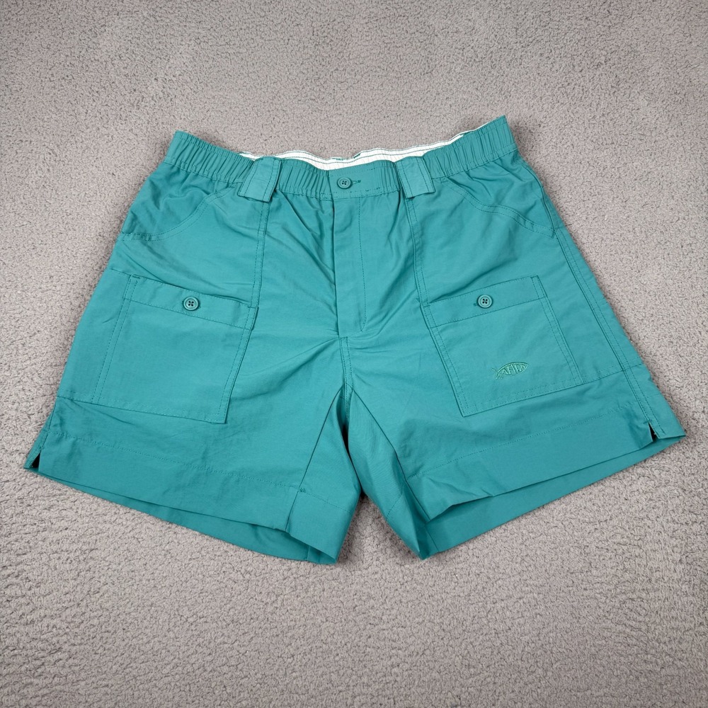 AFTCO Original Fishing Shorts Mens 34 Green Nylon M01 Cargo Outdoors Hiking